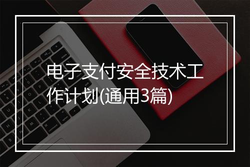 电子支付安全技术工作计划(通用3篇)