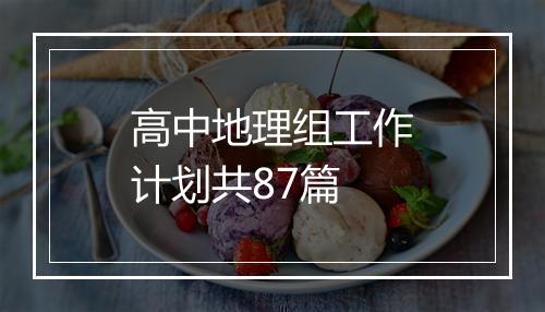 高中地理组工作计划共87篇
