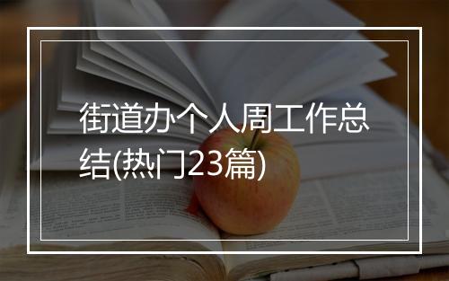 街道办个人周工作总结(热门23篇)