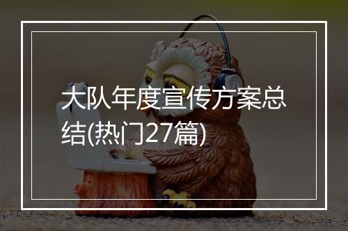 大队年度宣传方案总结(热门27篇)