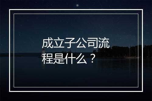 成立子公司流程是什么？