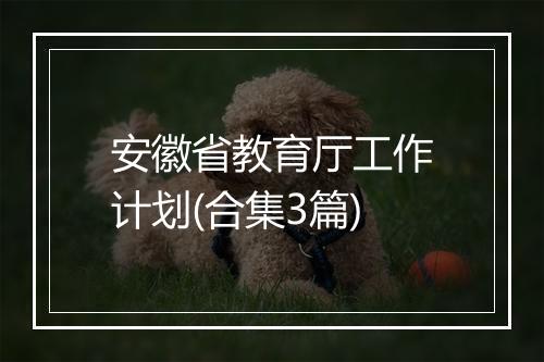 安徽省教育厅工作计划(合集3篇)