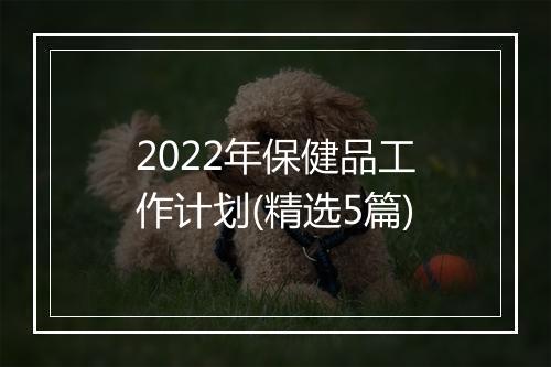 2022年保健品工作计划(精选5篇)