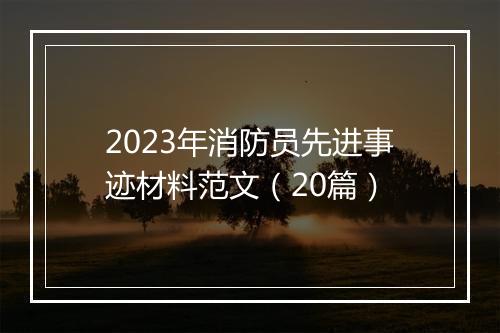2023年消防员先进事迹材料范文（20篇）