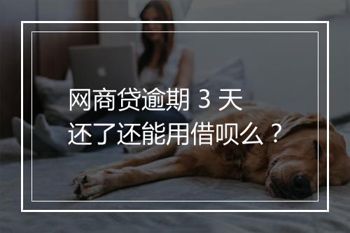 网商贷逾期 3 天还了还能用借呗么？