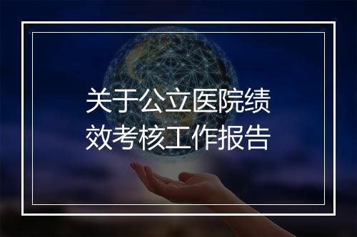 关于公立医院绩效考核工作报告