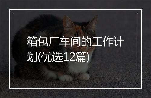 箱包厂车间的工作计划(优选12篇)