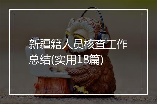 新疆籍人员核查工作总结(实用18篇)