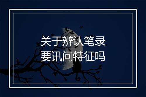 关于辨认笔录要讯问特征吗