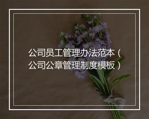 公司员工管理办法范本（公司公章管理制度模板）