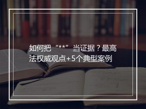 如何把“**”当证据？最高法权威观点+5个典型案例