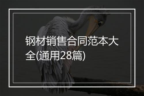 钢材销售合同范本大全(通用28篇)