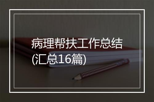 病理帮扶工作总结(汇总16篇)