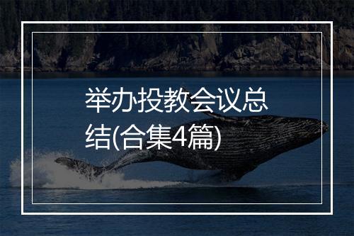 举办投教会议总结(合集4篇)