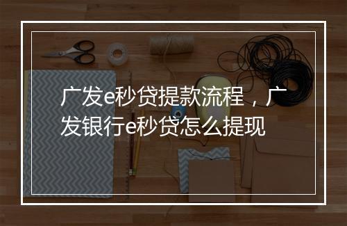 广发e秒贷提款流程，广发银行e秒贷怎么提现