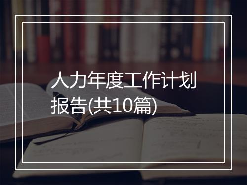 人力年度工作计划报告(共10篇)
