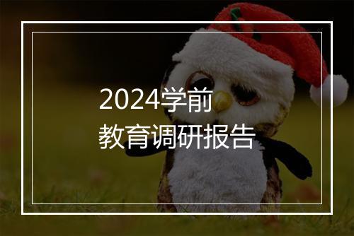 2024学前教育调研报告
