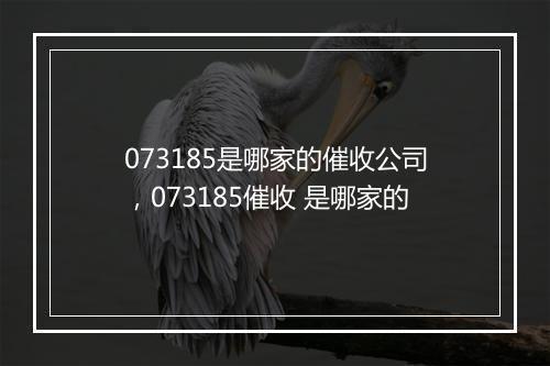 073185是哪家的催收公司，073185催收 是哪家的