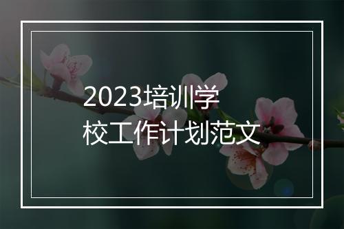 2023培训学校工作计划范文