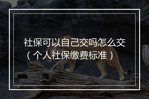 社保可以自己交吗怎么交（个人社保缴费标准）