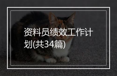 资料员绩效工作计划(共34篇)