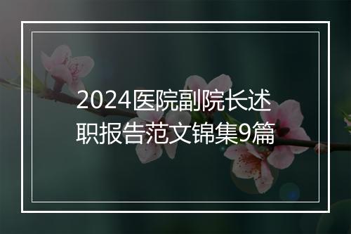 2024医院副院长述职报告范文锦集9篇
