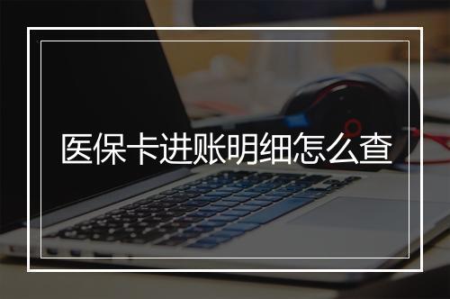 医保卡进账明细怎么查
