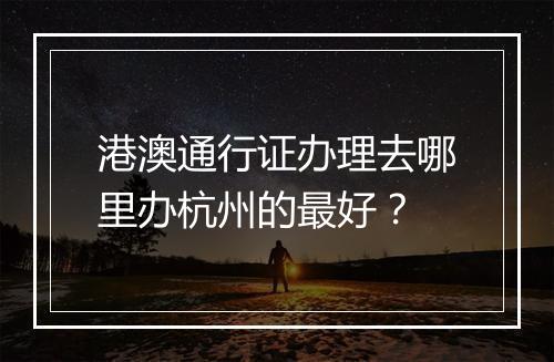 港澳通行证办理去哪里办杭州的最好？