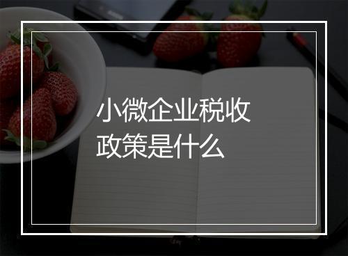 小微企业税收政策是什么