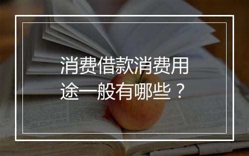 消费借款消费用途一般有哪些？