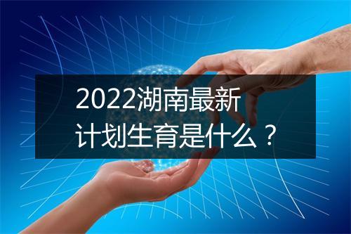 2022湖南最新计划生育是什么？