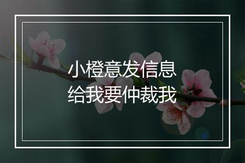 小橙意发信息给我要仲裁我