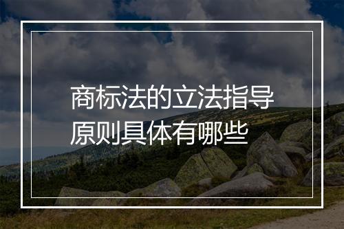 商标法的立法指导原则具体有哪些