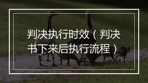 判决执行时效（判决书下来后执行流程）