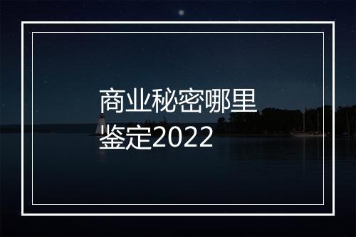 商业秘密哪里鉴定2022