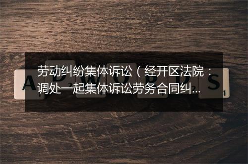 劳动纠纷集体诉讼（经开区法院：调处一起集体诉讼劳务合同纠纷案件）