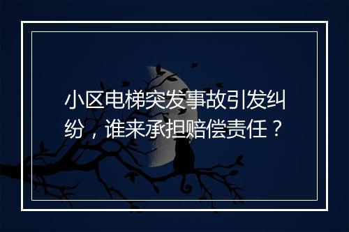 小区电梯突发事故引发纠纷，谁来承担赔偿责任？