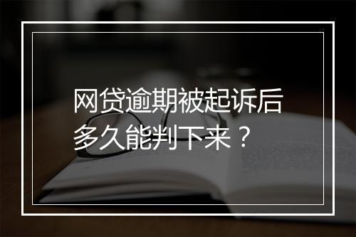 网贷逾期被起诉后多久能判下来？
