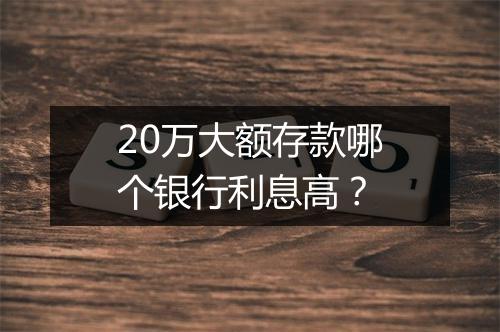 20万大额存款哪个银行利息高？