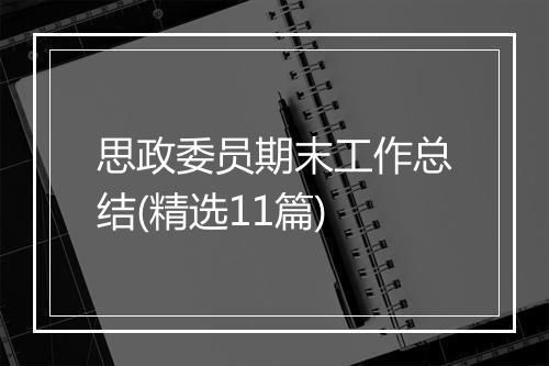 思政委员期末工作总结(精选11篇)