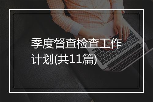 季度督查检查工作计划(共11篇)