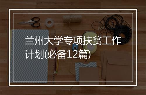 兰州大学专项扶贫工作计划(必备12篇)