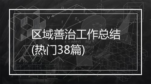 区域善治工作总结(热门38篇)