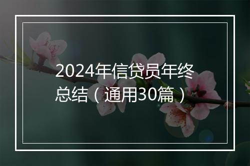 2024年信贷员年终总结（通用30篇）