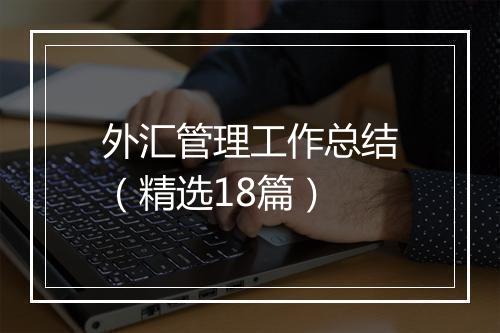 外汇管理工作总结（精选18篇）