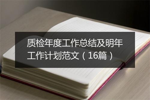 质检年度工作总结及明年工作计划范文（16篇）