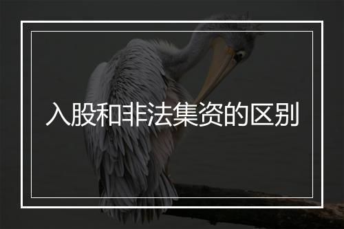 入股和非法集资的区别