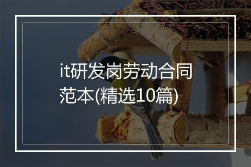 it研发岗劳动合同范本(精选10篇)