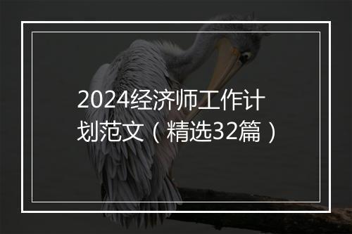 2024经济师工作计划范文（精选32篇）