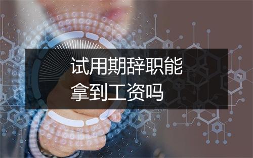 试用期辞职能拿到工资吗